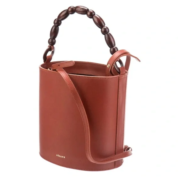 Sezane Brown Shoulder Bag with Braided Handle - Picture 3 of 9